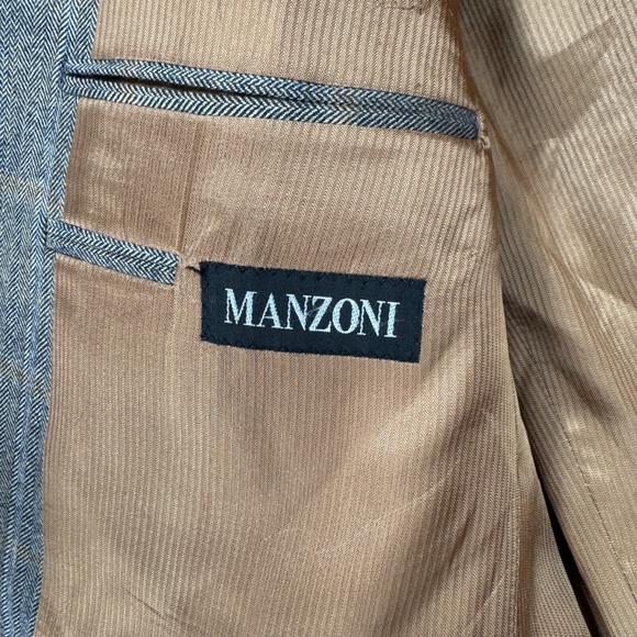 Loro Piana Cashmere Sport Coat Blazer Men 44L Gray Beige Check Manzoni 2 Btn - Picture 7 of 15